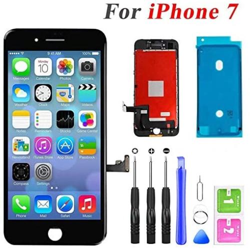 QTlier iPhone 7 Screen Replacement,LCD Display and Touch Screen Digitizer Replacement Frame Assembly with Repair Tool Kit(Black, 4.7Inch, for iPhone 7)