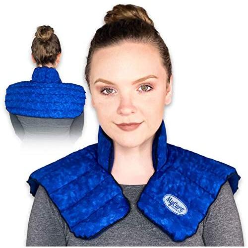 MyCare Heating Pad | Microwavable Large Neck and Shoulder Wrap for Instant Pain Relief - Weighted for Deep Moist Heat Pack for Stiffness, Arthritis, Bursitis, and Relaxation - Safe Natural Home Remedy