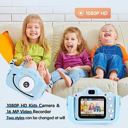 Kids Camera, Enow 16MP Dual Digital Video Camera, Mini 2.0 Inch HD Rechargeable Anti-Drop Child Camera, DIY Creative Camcorder for Kids Boys Girls Gifts, with Extra Shockproof Shell and 32GB SD Card