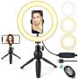 Selfie Ring Light with Tripod Stand and Phone Holder, 9&quotDimmable Desktop LED Circle Light Ringlight for Live Stream, Makeup, YouTube, Video Shooting with Remote Control, 3 Light Modes & 10 Brightness