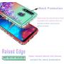 STARSHOP- Moto E 2020 Case, Motorola Moto E 2020 Phone Case, [NOT FIT E2/E4/E5] with [Tempered Glass Protector Included] Liquid Floating Glitter Quicksand Bling with Spot Diamond Cover - Green/Red