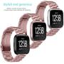 Jiarusig Compatible Fitbit Versa/Versa Lite Edition/Versa 2 Bands, Stainless Steel Versa Smartwatch Metal Band for Men Women Replacement Wristband