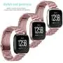 Jiarusig Compatible Fitbit Versa/Versa Lite Edition/Versa 2 Bands, Stainless Steel Versa Smartwatch Metal Band for Men Women Replacement Wristband