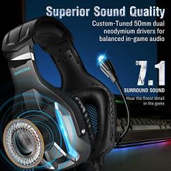 ONIKUMA Gaming Headset- PS4 Headset Xbox one Headset Gaming Headphone with Surround Sound, LED Light & Noise Canceling Microphone for PS4,PC,Mac,Xbox One(Adapter Not Included)