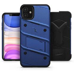 Zizo Bolt Cover - Case for iPhone 11 with Military Grade + Glass Screen Protector & Kickstand and Holster (Blue/Black)