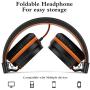 Elecder i36 Kids Headphones Children Girls Boys Teens Foldable Adjustable On Ear Headphones 3.5mm Jack Compatible iPad Cellphones Computer Kindle MP3/4 Airplane School Tablet Black/Orange