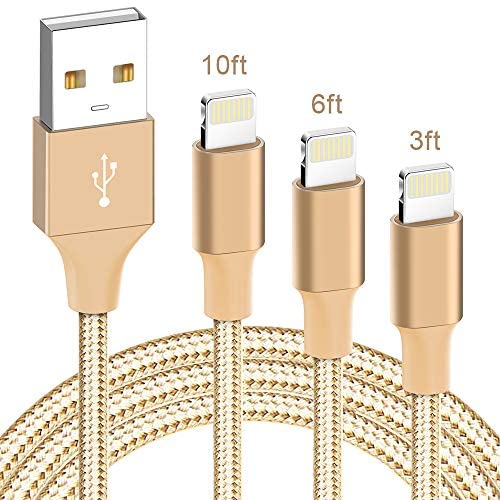 iPhone Charger, MFi Certified iPhone Cable- ilikable 3 Pack 3/6/10FT Nylon Braided Lightning Cable Compatible with iPhone 11 Pro Xs Max XR X 8 8Plus 7 7Plus 6 6s SE iPad Air Pro