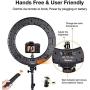 Inkeltech Ring Light - 18 inch 60 W Dimmable LED Ring Light Kit with Stand - Adjustable 3000-6000 K Color Temperature Lighting for Vlog, Makeup, YouTube, Camera, Photo, Video - Control with Remote