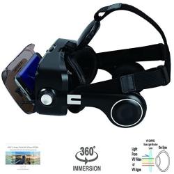 VR Headset Virtual Reality Headset 3D Glasses with 120°FOV, Anti-Blue-Light Lenses, Stereo Headset, for All Smartphones with Length Below 6.3 inch Such as iPhone & Samsung HTC HP LG etc.