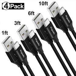 USB C Cable Fast Charging [4-Pack, 1/3/6/10 ft], etguuds Nylon Braided Type C Fast Charger Cord for Samsung Galaxy S10E, S10 S9 S8 Plus, Note 10/9/8, A10e A20 A30 A50 A70, Moto G7 G6,LG G6 G7 V20 V30