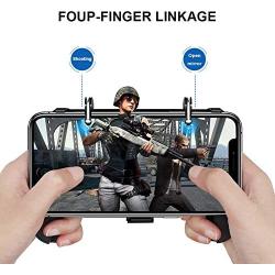 YaLiu Foldable Mobile Game Controller, Portable Gaming L1R1 Metal Triggers Handle for PUBG/Call of Duty/Fortnite Phone Case for 4.6-6.0 Inch Android iOS Phone