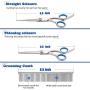 MaoCG Dog Grooming Scissors Set, Safety Round Blunt Tip Grooming Tools, Professional Curved,Thinning,Straight Scissors with Comb,nail cliper and nail file,Grooming Shears for Dogs and Cats.
