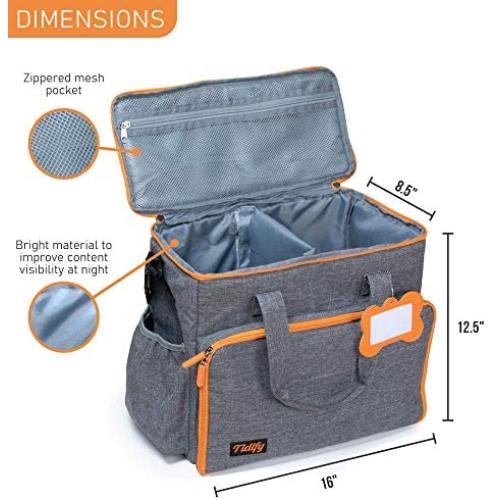 Dog Travel Bag Week Away/Overnight Accessories Organizer - Pet First Aid Pouch - Airline Approved - 2 Food Storage Containers and Collapsible Bowls - Water Resistant - for Small, Medium & Large Dogs