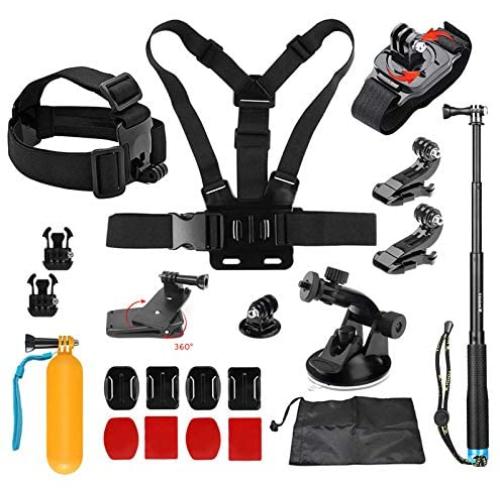 D&F 19 in 1 Basic Accessories Bundle Kit for GoPro Hero 8/7/6/5/4 OSMO Action SJCAM APEMAN AKASO Campark and Other Sport Cam