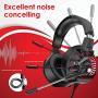 ONIKUMA Gaming Headset for PC, PS4, Xbox One, Stereo Gaming Headphones with 7.1 Surround Sound, Noise Cancelling Mic, LED Lights, Soft Ear Pads, Volume Control for Mac, Laptop, Nintendo Switch - Red