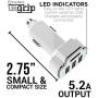 Aduro 4 Port Car Charger Adapter, 12V Fast Car Charger USB Adapter Power Station 5.2A/26W Output (White)