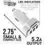 Aduro 4 Port Car Charger Adapter, 12V Fast Car Charger USB Adapter Power Station 5.2A/26W Output (White) Aduro 4 Port Car Charger Adapter, 12V Fast Car Charger USB Adapter Power Station 5.2A/26W Output (White)