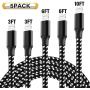 iPhone Charger,Mfi Certified 5Pack 3FTx2 6FTx2 10FT Lightning Cables to USB Syncing Data and Nylon Braided Cord Charger for iPhone XS/Max/XR/X/8/6Plus/6S/7Plus/7/8Plus/SE/iPad and More