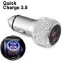 Bling Dual USB Car Charger Quick Charge 3.0 Crystal Car Decorations Fast Charging Adapter Women Cute Car Accessories for iPhone Samsung Galaxy S10/S9/S8/S7/S7 Edge/S6/Edge+ Nexus 6P/5X,LG,Nexus(White)