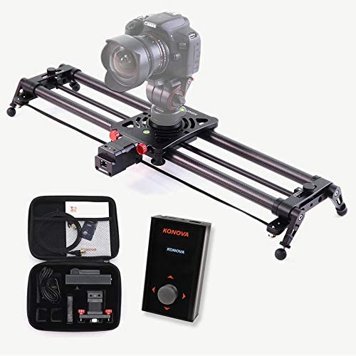 KONOVA Motorized Slider P1 Series Carbon Slider Dolly with S2 for Parallax Panorama Shot Live Motion and Timelapse Supports Camera, Gopro, Mobile Phone, DSLR, Mirrorless with Bag (60cm (23.6 inch))