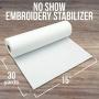 [15”x30 Yards] No Show Mesh Stabilizer for Embroidery (White) Free Pen & Snip, Permanent No-Show Poly Mesh Backing for Machine Embroidery, Hand Sewing, Hoop and Stitch, Translucent Nylon Spun