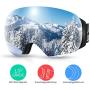 SKL Ski Goggles Over Glasses Snowboard Goggles for Men Women Youth, Frameless UV400 Protection Anti Fog OTG Snow Goggles with Interchangeable Lens and Straps