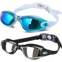 ALLPAIPAI Swim Goggles - Swimming Goggles,Pack of 2 Professional Anti Fog No Leaking UV Protection Wide View Swim Goggles for Women Men Adult Youth Kids
