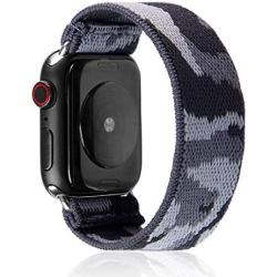 Elastic Band Compatible for Apple Watch, Scrunchie Stretch Wristbands Replacement Bracelet Loop Sport Strap for iWatch Series 1 2 3 4 5, Women Girls, Camo Grey, 38/40mm