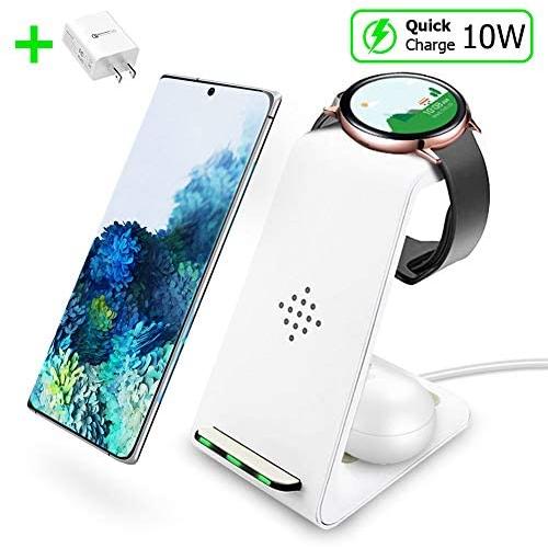 Intoval Wireless Charger, Wireless Charging Station for Samsung Galaxy Phone/Watch/Buds, Fit for S20/S10/S9/S8/Note 10/Note 9/Note 8, Active 2/Active 1/ Gear S3/ Gear Sport/Gear Fit 2, Galaxy Buds