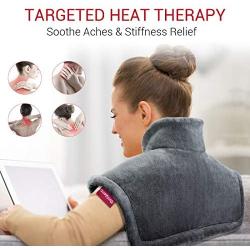 Heating Pad for Neck and Shoulders Pain Relief, Comfytemp 20&quotx24" Electric Heated Neck Wrap for Upper Back with Auto Off, 3 Heat Settings, Flannel, Moist Heat Therapy for Cramps - Machine Washable