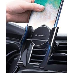 VANMASS Upgrade Car Phone Mount, HandsFree Cell Phone Holder for Car with 2 Air Vent Clips, Universal Air Vent Car Phone Holder Compatible with iPhone 11 Xs Max XR X, Samsung S10 S9 S8(Silver Black)