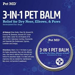 Pet MD Dog Paw Balm - 3-in-1 Paw, Nose/Snout, Elbow Moisturizer & Paw Protectors for Dogs - 2 oz Paw Wax with Shea Butter, Coconut Oil, Beeswax