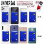Double Pocket - Adhesive Card Holder - Cell Phone Pouch - Stick on Lycra Pocket - Carry Credit Cards and Cash (Blue)
