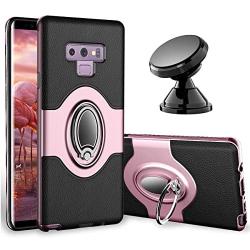 Samsung Galaxy Note 9 Case - eSamcore Ring Holder Kickstand Cases + Dashboard Magnetic Phone Car Mount [Rose Gold]