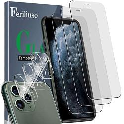Ferilinso [6 Pack] 3 Pack Tempered Glass Screen Protector + 3 Pack Camera Lens Protector for iPhone 11 Pro Max (6.5), HD Clarity 9H Glass Screen Protector