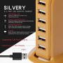 6-Port USB Wall Charger Desktop Charging Station Quick Charge 2.1,Compatible with Tablets Smartphones and More(Ginger Yellow)