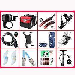 XJLLOVE Cycling Equipment Mountain Bike Accessories Set Bike Code Watch Lock Fender Car Headband Headband Mobile Phone Rack Bell 12 Pieces