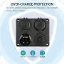 Linkstyle 4 in 1 Charger Socket Panel, 12V 4.2A Dual USB Charger Socket Power Outlet & LED Voltmeter & Cigarette Lighter Socket & Red LED Lighted ON Off Rocker Toggle Switch for Car Marine Boat Truck