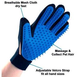 Pet Hair Remover Glove - Gentle Pet Grooming Glove Brush - Efficient Deshedding Glove - Massage Mitt with Enhanced Five Finger Design - Perfect for Dogs & Cats with Long & Short Fur - 1 Pack