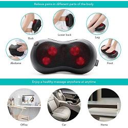 Naipo Shiatsu Massage Pillow Back Neck Massager with Heat Kneading for Shoulders, Lower Back Pain, Full Body, Legs, Foot Use at Home, Office, and Car, Black