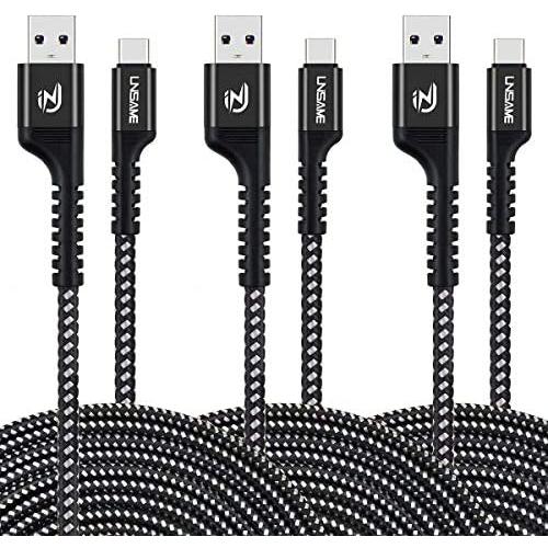 USB C 3.0 Data Cable, UNISAME 3 Pack 10Ft Nylon Braided Type C Fast Charging Power Wire for iPad Pro Galaxy S20 Ultra S10 S9 S8 Note 10 9 8 Google Pixel XL LG Moto OnePlus Portable SSD