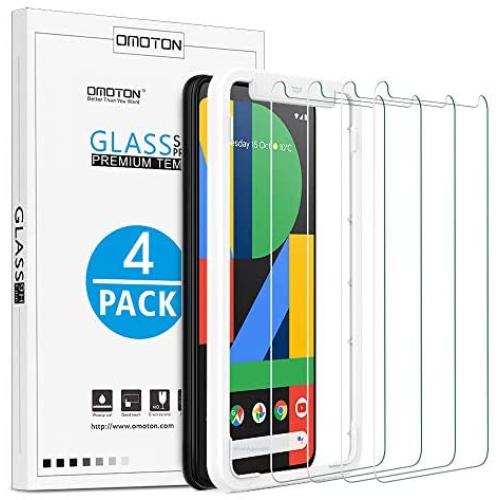 [4 Pack] OMOTON Google Pixel 4 XL Screen Protector, Tempered Glass Screen Protector for Google Pixel 4XL 2019 Released with/Alignment Frame/Scratch Resistant/Bubble Free