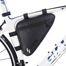 JUMOWA Bike Bicycle Triangle Frame Bag, Bike Bicycle Storage Bag Pack Bike Accessories Water Resistant Road Mountain Cycling Strap Saddle Pouch Bag Mobile Phone Bag