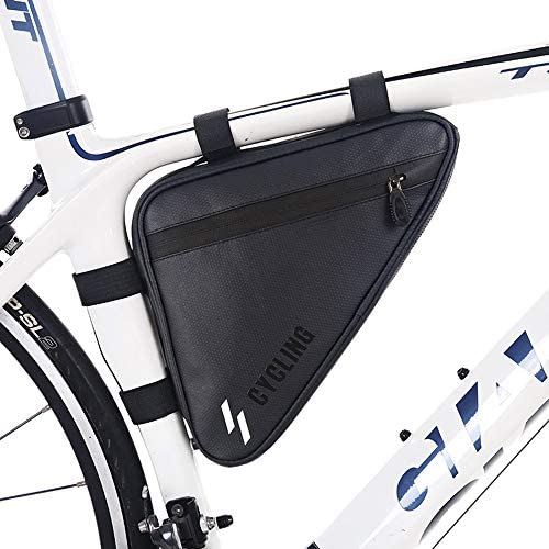 JUMOWA Bike Bicycle Triangle Frame Bag, Bike Bicycle Storage Bag Pack Bike Accessories Water Resistant Road Mountain Cycling Strap Saddle Pouch Bag Mobile Phone Bag