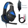 Gaming Headset, Beexcellent Gaming Headphone with Microphone for PS4/Xbox One(Adapter Need)/Nintendo Switch(Audio)/PC/Controller/Cellphone-Easy Volume Control with LED Lighting 3.5MM Jack(GM-5 Blue)