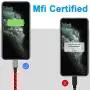iPhone Charger Cable, iCrius [MFi Certified] 6ft LED Light Up Visible Flowing Lightning Charger Charging Cord Compatible iPhone11 Plus/XS/XR/X /8 Plus / 8/7 Plus / 7, iPod Touch More-Red