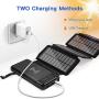 Solar Charger 10000mah Power Bank Solar Portable Charger Qi Wireless Charger for Outdoors, 2 Inputs 2 USB Outputs,External Battery Pack with LED Flashlight Compatible Most Smartphones,Tablets and More