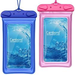 Floatable Waterproof Phone Pouch, Cambond Water Proof Cell Phone Case for iPhone 11/Xs Max/XR/X/8/8P/7 Galaxy up to 6.5", Lanyard Dry Bag Waterproof Case for Snorkeling Beach Kayaking Travel, 2 Pack