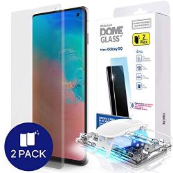 Galaxy S10 Screen Protector, [Dome Glass] Full 3D Curved Edge Tempered Glass [Exclusive Solution for Ultrasonic Fingerprint] Easy Install Kit by Whitestone for Samsung Galaxy S10 (2019) - 2 Pack