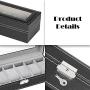 NEX 6 Slot Leather Watch Box Display Case Organizer Glass Jewelry Storage Black